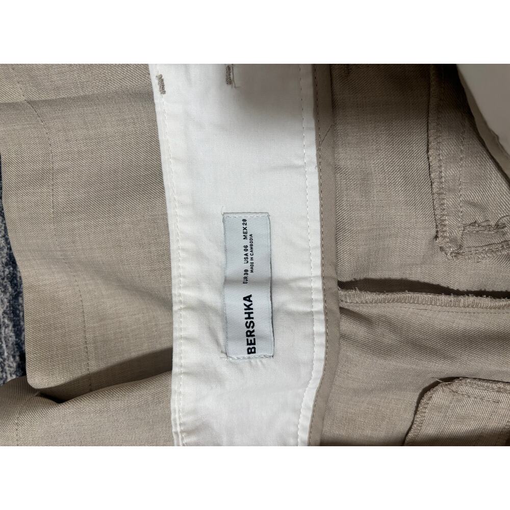 Bershka Beige Wide Leg Linen Blend Pants US 6 - Picture 6 of 7